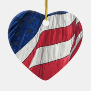 Amerikanische Flagge Porzellan Herzdekoration Keramikornament
