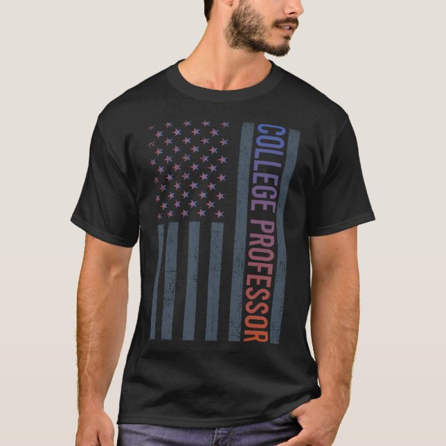 Amerikanische Flagge - Professor für Uni T-Shirt (Vorderseite)