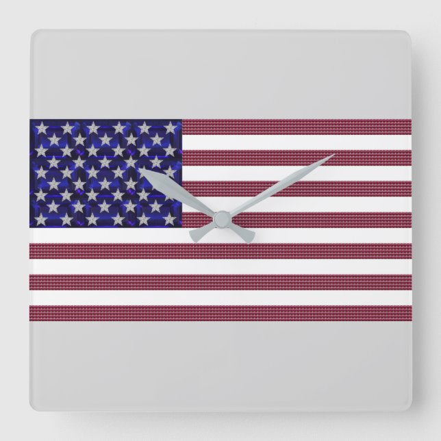 Amerikanische Flagge Quadratische Wanduhr (Vorderseite)