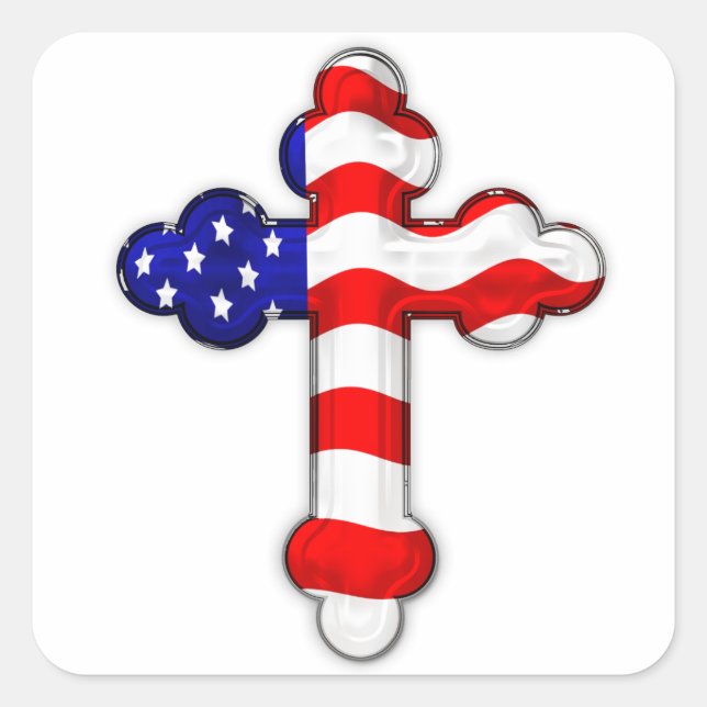 Amerikanische Flagge Quadratischer Aufkleber (Vorderseite)