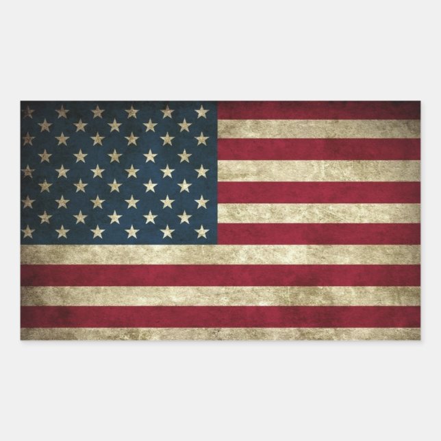 Amerikanische Flagge Rechteckiger Aufkleber (Vorderseite)