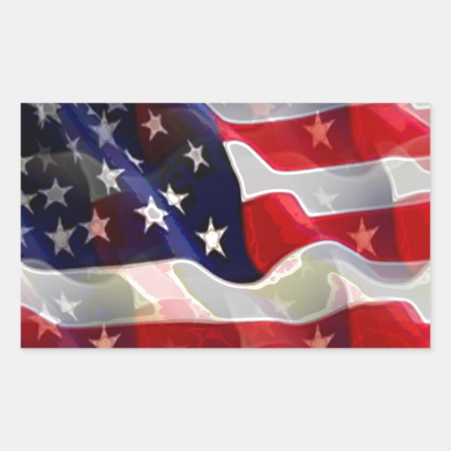 Amerikanische Flagge Rechteckiger Aufkleber (Vorderseite)