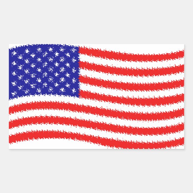 Amerikanische Flagge Rechteckiger Aufkleber (Vorderseite)