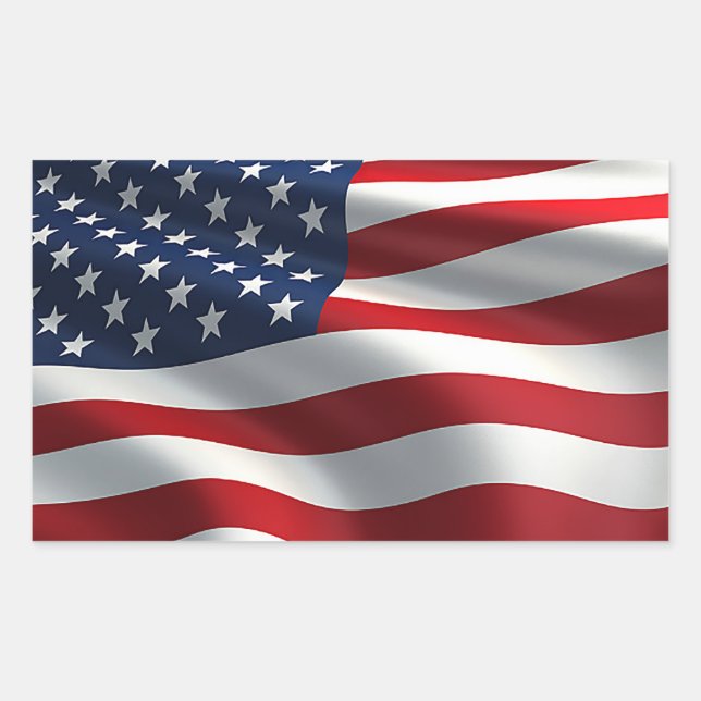Amerikanische Flagge Rechteckiger Aufkleber (Vorderseite)