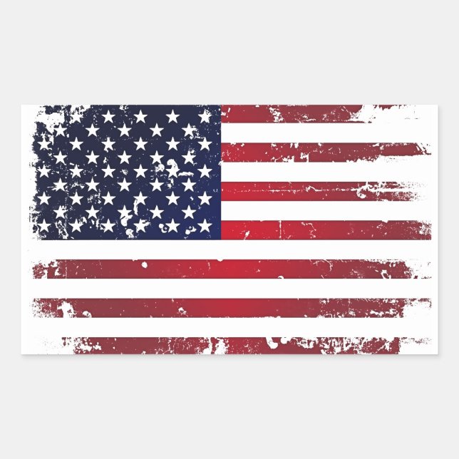 Amerikanische Flagge Rechteckiger Aufkleber (Vorderseite)