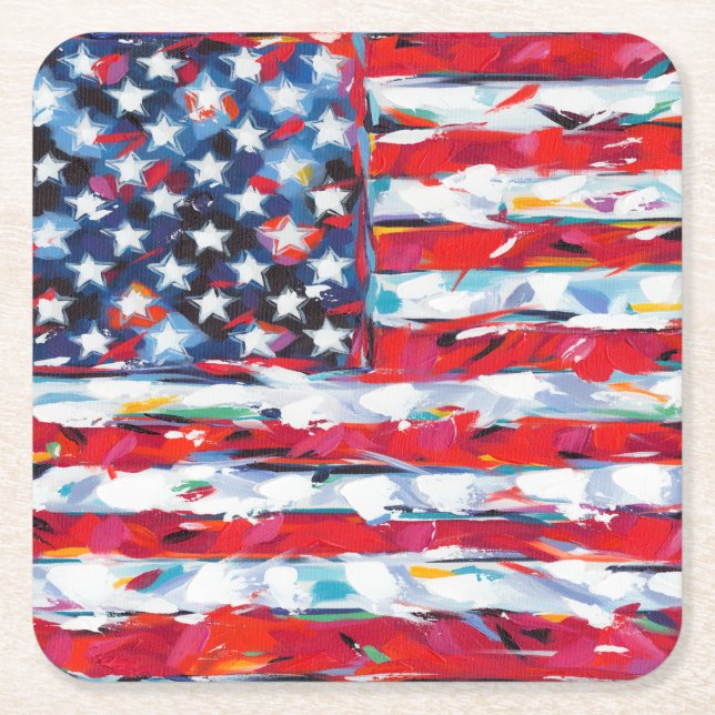 Amerikanische Flagge Rechteckiger Pappuntersetzer (Vorderseite)