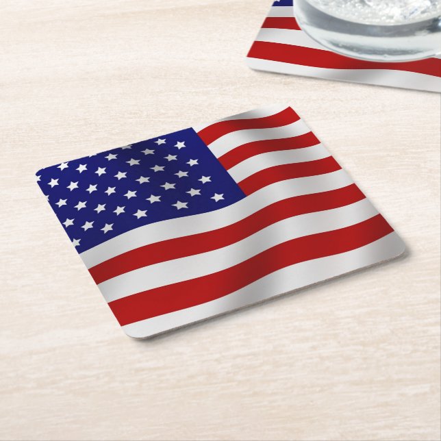 Amerikanische Flagge Rechteckiger Pappuntersetzer (angewinkelt)