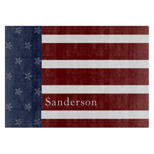 Amerikanische Flagge Red White Blue Starfish Schneidebrett (Vorderseite)