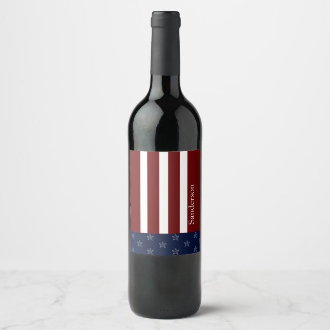 Amerikanische Flagge Red White Blue Starfish Weinetikett (Vorderseite)