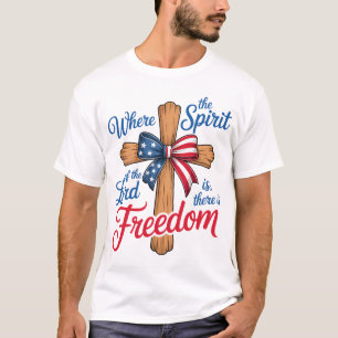 Amerikanische Flagge Religiöser Glaube 4. Juli Fre T-Shirt