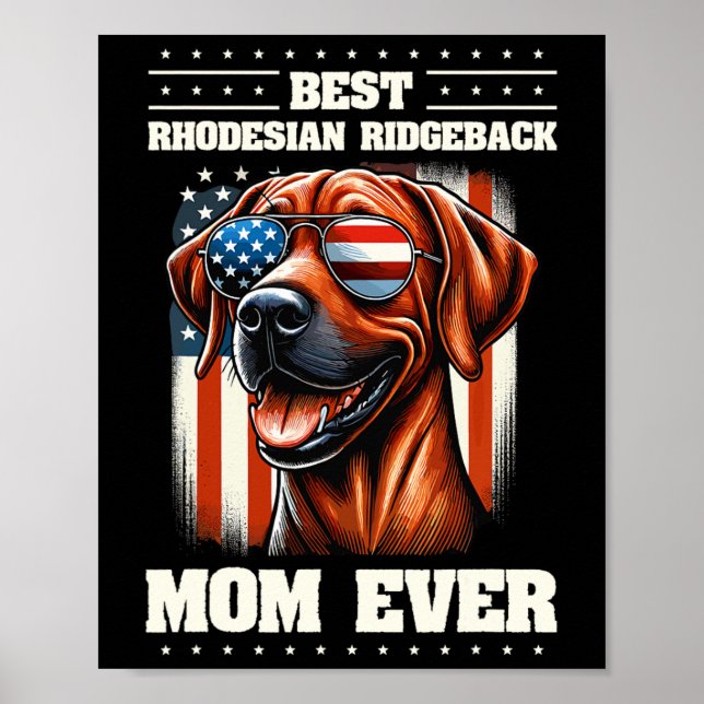 Amerikanische Flagge Rhodesian Ridgeback 4. Juli Poster (Vorne)