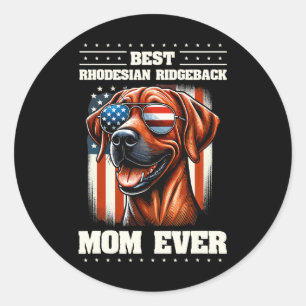 Amerikanische Flagge Rhodesian Ridgeback 4. Juli Runder Aufkleber