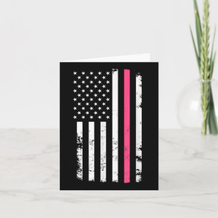 Amerikanische Flagge rosa Linie für Brustkrebs Karte