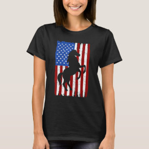 Amerikanische Flagge Rot Weiß Blau Pferde  4. Juli T-Shirt