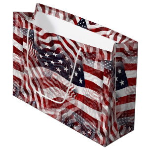 Amerikanische Flagge Rot Weiß Blau Streifen Sterne Große Geschenktüte