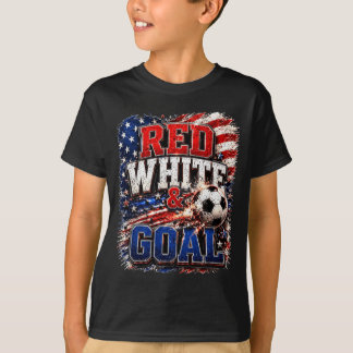 Amerikanische Flagge Rot Weiß Und Tor Fußball 4. J T-Shirt
