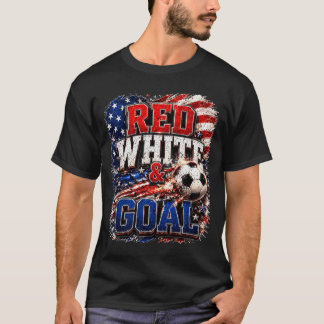 Amerikanische Flagge Rot Weiß Und Tor Fußball 4. J T-Shirt