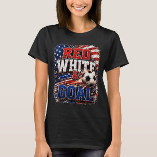 Amerikanische Flagge Rot Weiß Und Tor Fußball 4. J T-Shirt
