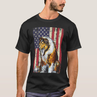 Amerikanische Flagge - Rough Collie Patriotic Flag T-Shirt