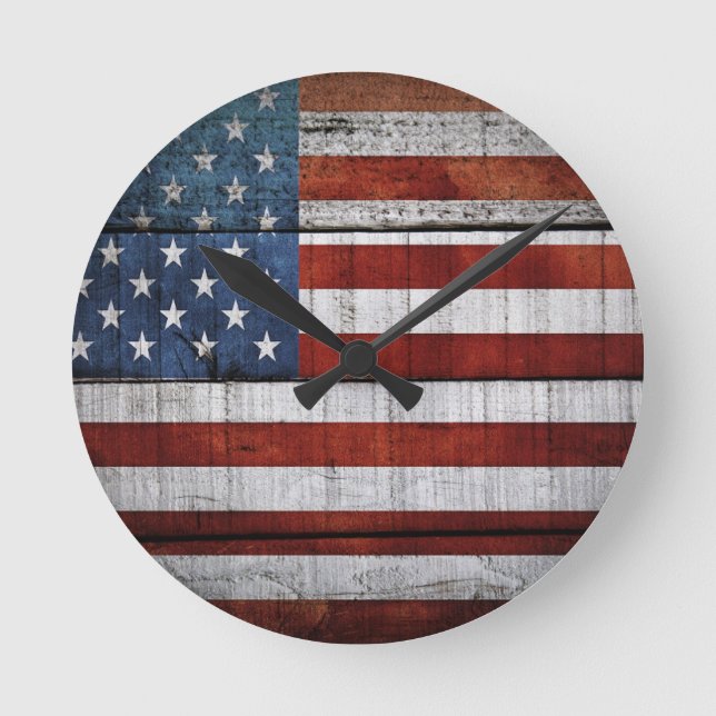 Amerikanische Flagge Runde Wanduhr (Vorderseite)