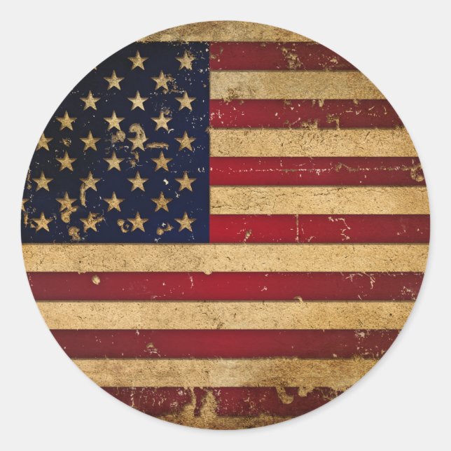 Amerikanische Flagge Runder Aufkleber (Vorderseite)