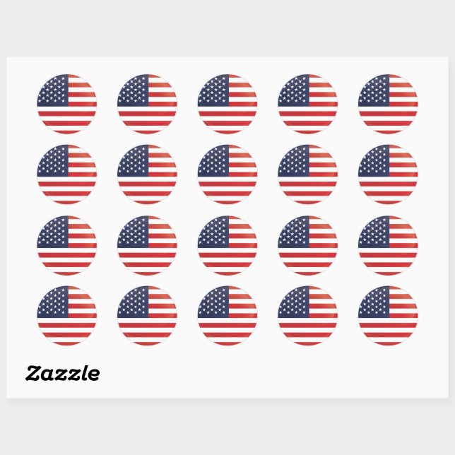 Amerikanische Flagge Runder Aufkleber (Blatt)