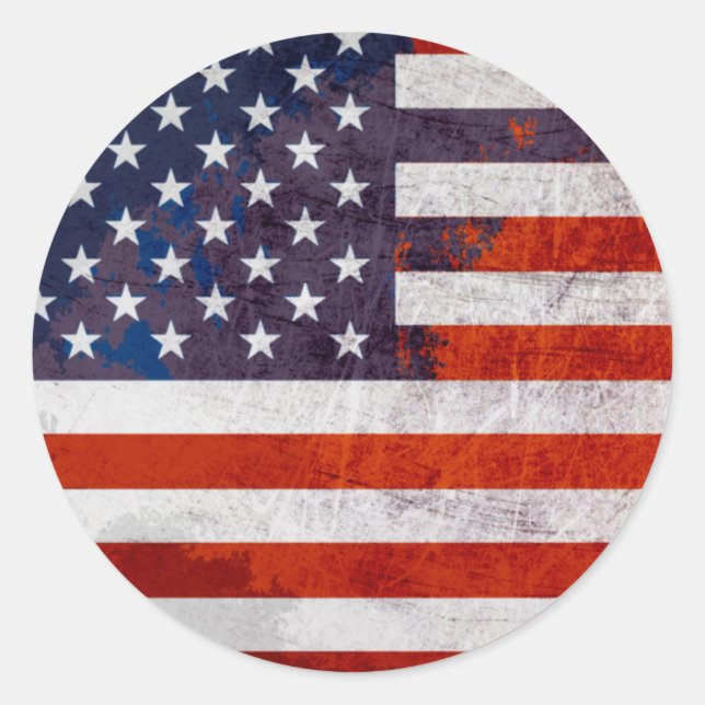 Amerikanische Flagge Runder Aufkleber (Vorderseite)