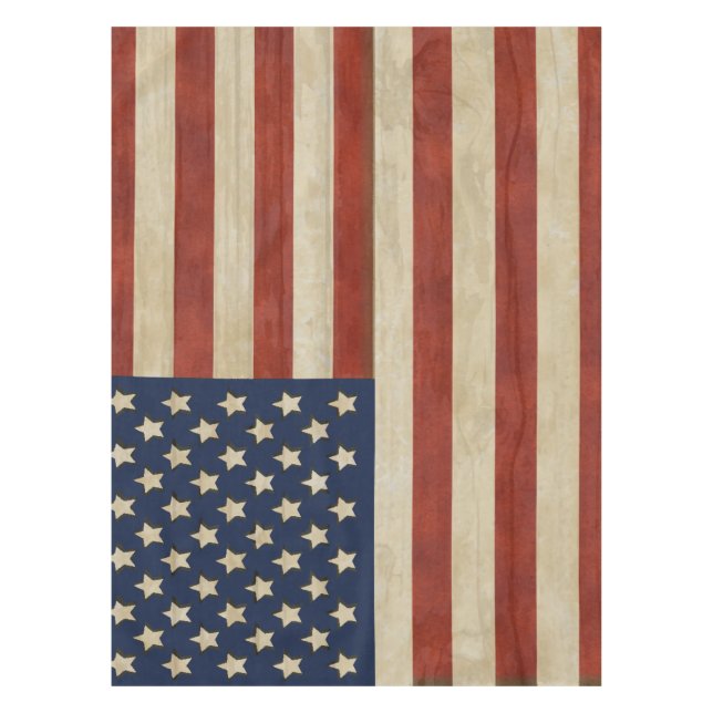 Amerikanische Flagge Rustikale Ameriana 4. Juli Tischdecke (Vorderseite)