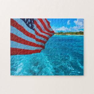 Amerikanische Flagge. Saipan-Mariana-Inseln