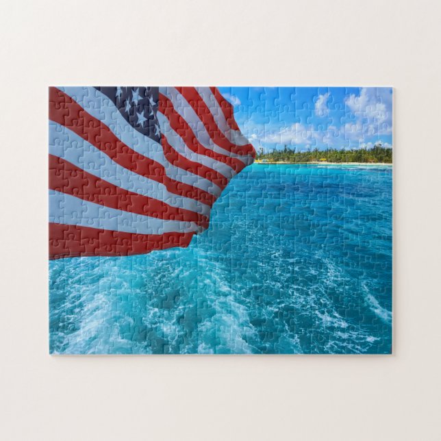 Amerikanische Flagge. Saipan-Mariana-Inseln (Horizontal)