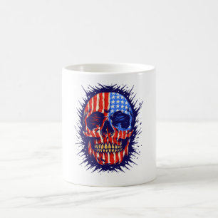 Amerikanische Flagge Schädel Kunst - Gold Dental G Kaffeetasse