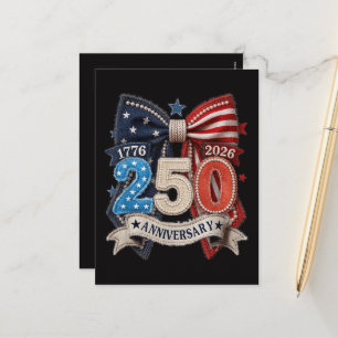 Amerikanische Flagge Schleife 250. Jubiläum Patrio Feiertagspostkarte