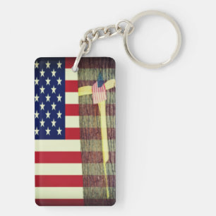 Amerikanische Flagge - Schlüsselkette der gelben M Schlüsselanhänger