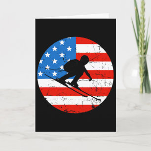 Amerikanische Flagge Schnee Ski Alpinski Skifahrer Karte