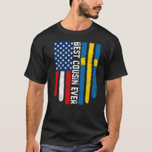 Amerikanische Flagge & Schwedenflagge Bester Cousi T-Shirt