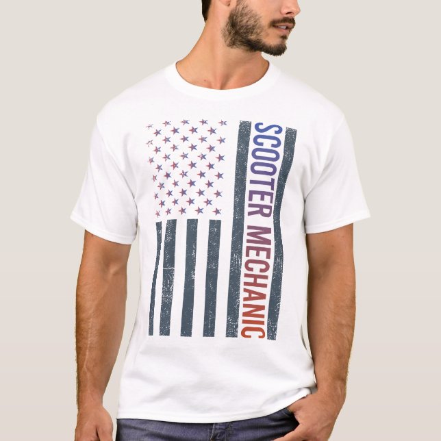 Amerikanische Flagge - Scooter-Mechanismus T-Shirt (Vorderseite)