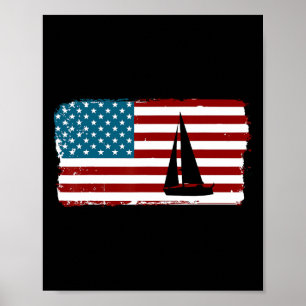 Amerikanische Flagge Segeln Süßes Booten Geschenk Poster