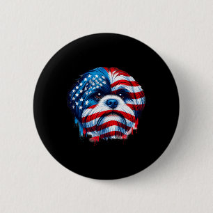 Amerikanische Flagge Shih Tzu 4. Juli Patriotic Sh Button