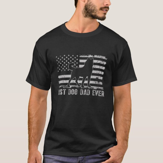 Amerikanische Flagge Sibirischer Husky Hund Bester T-Shirt (Vorderseite)