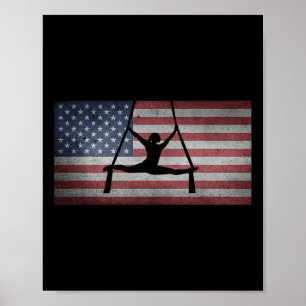 Amerikanische Flagge Silhouette Gymnastik Aerial S Poster