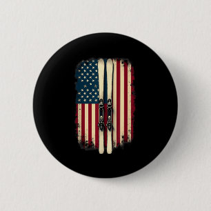 Amerikanische Flagge Skifahrer _2 Button