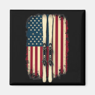 Amerikanische Flagge Skifahrer _2 Magnet