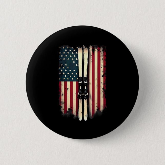 Amerikanische Flagge Skifahrer _3 Button (Vorderseite)
