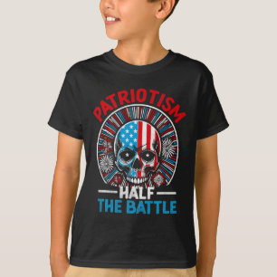 Amerikanische Flagge Skull Patriot Skeletto Unabhä T-Shirt