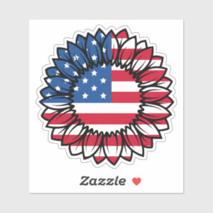 Amerikanische Flagge Sonnenblume-32222 Aufkleber