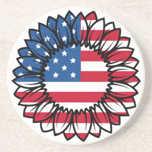Amerikanische Flagge Sonnenblume-32222 Getränkeuntersetzer