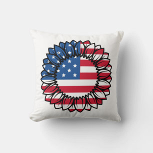 Amerikanische Flagge Sonnenblume-32222 Kissen