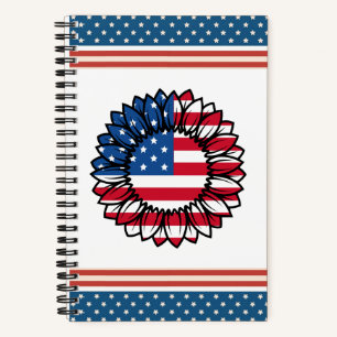Amerikanische Flagge Sonnenblume-32222 Notizbuch