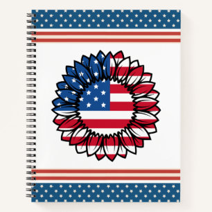 Amerikanische Flagge Sonnenblume-32222 Notizbuch