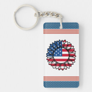 Amerikanische Flagge Sonnenblume-32222 Schlüsselanhänger